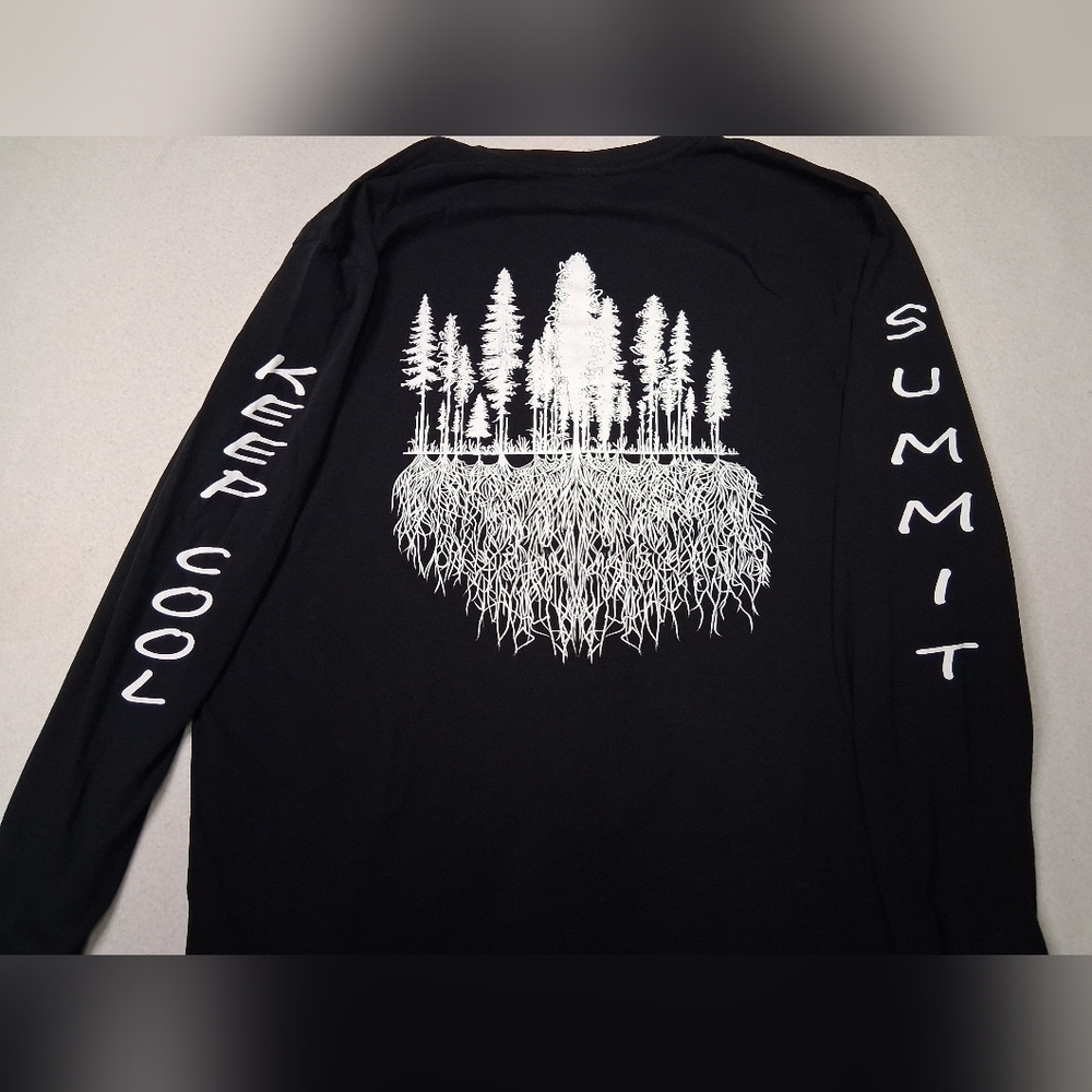 4/20$ ➡️ 100% Cotton Black Long Sleeve Tee with Tree Graphic - Picture 3 of 5